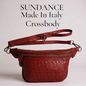 Sundance Red Woven Leather Crossbody Belt Bag